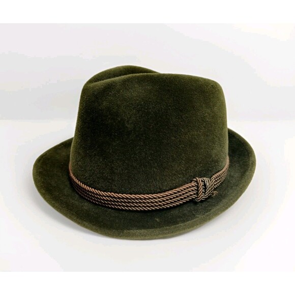 Vintage Wool Fedora Hat Green Rope Band German Austrian Swiss Haugsburger Felt - Picture 1 of 9
